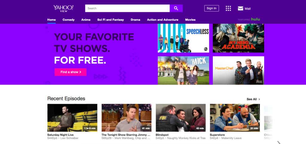 Yahoo View homepage ng screenshot