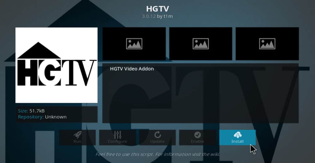 Addon kodi tốt nhất HGTV