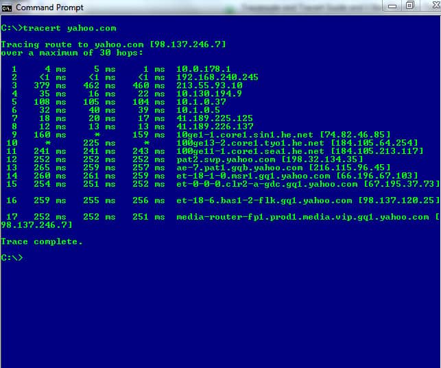 Ang prompt ng Windows CMD - traceroute tracert