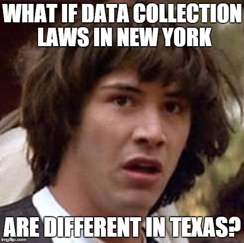 verifique as leis de coleta de dados em seu estado