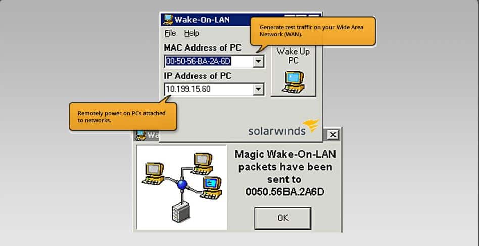 SolarWinds - menu WoL