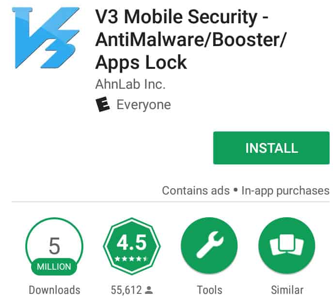 v3 мобільний захист Android антивірус