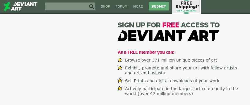 deviantart homepage.