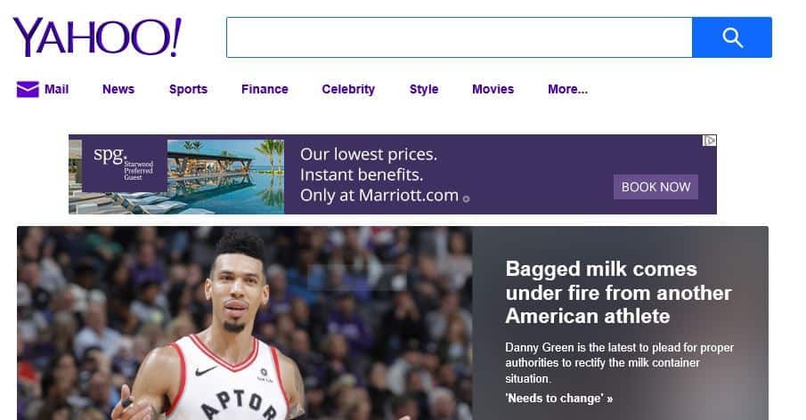 Yahoo homepage.