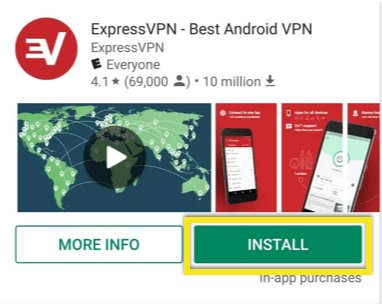 Ketik untuk memasang ExpressVPN pada Android.