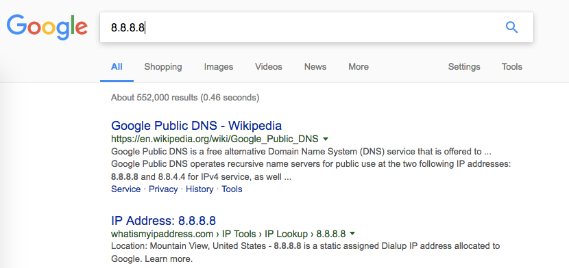 tìm kiếm máy chủ DNS của Google