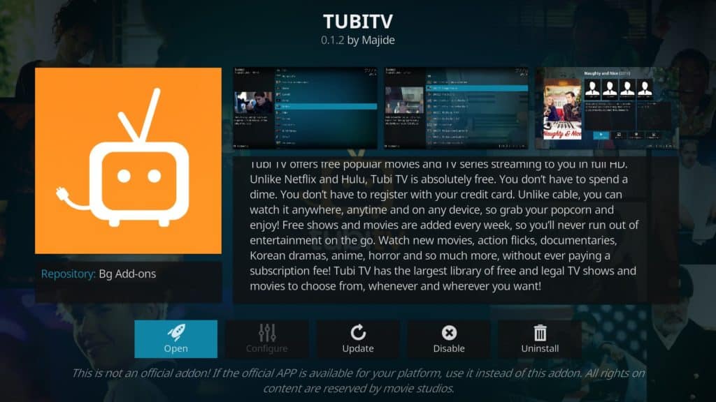 Addon TubiTV Kodi