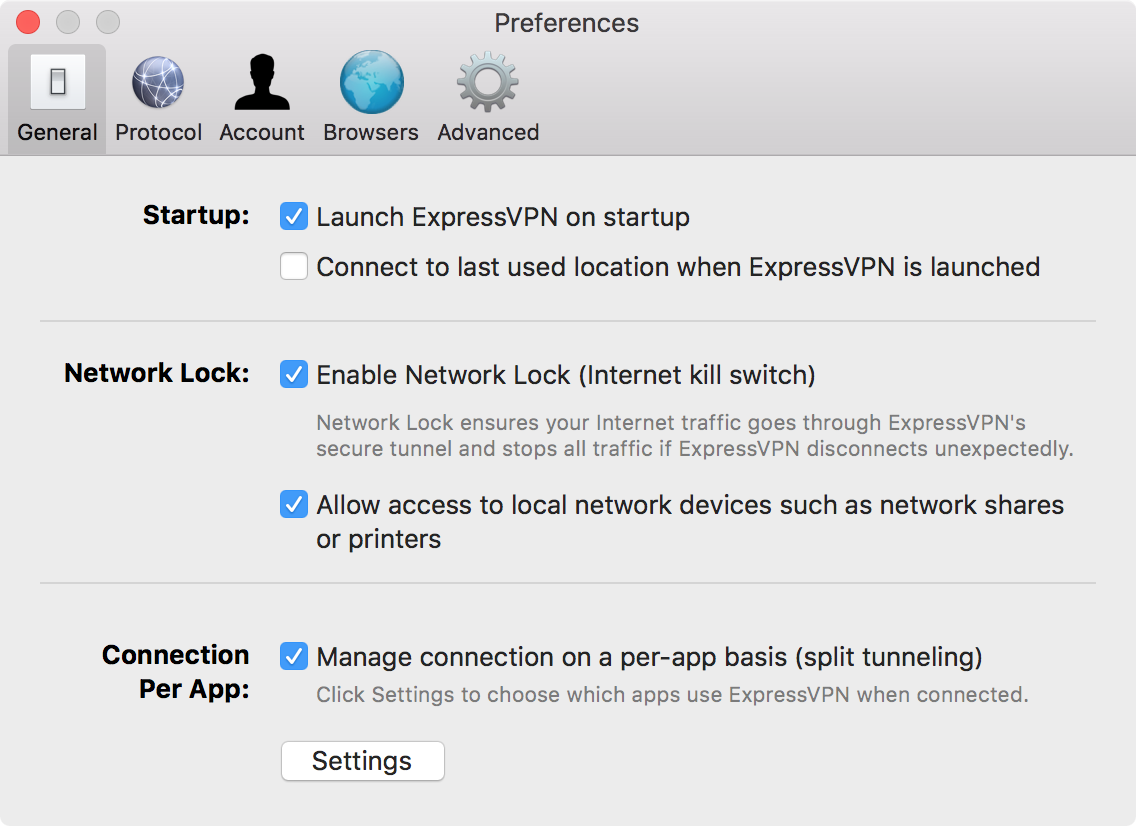 VPN a împărțit tunelurile pentru Mac
