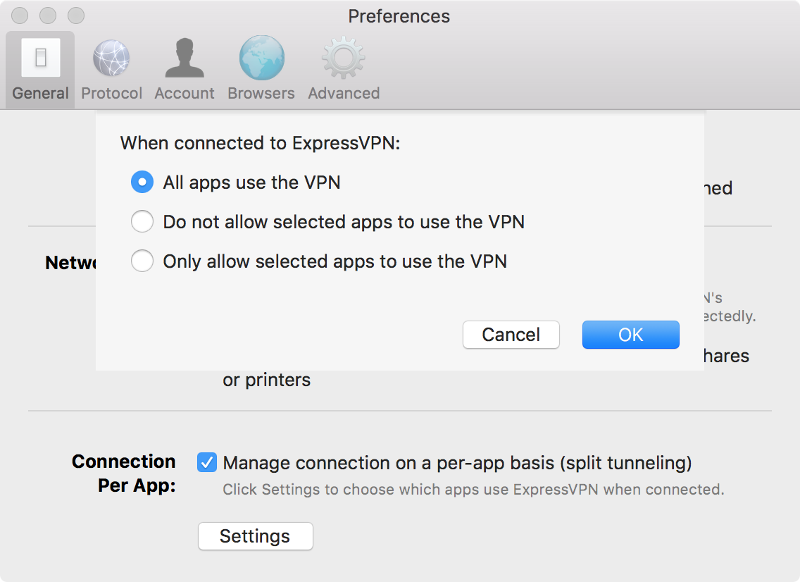 Alegeți ce aplicații utilizează un VPN