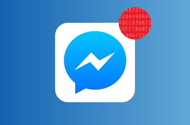 Logo Facebook Messenger dengan titik merah untuk menunjukkan mesej baru telah tiba. Tetapi ada twist! Red melakukan ciri kunci penyulitan.
