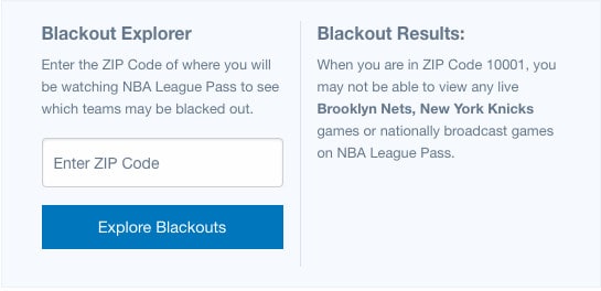 Ang NBA League Pass Blackout Explorer