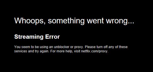 Isang error sa Netflix proxy.