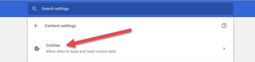 mga setting ng cookies ng chrome
