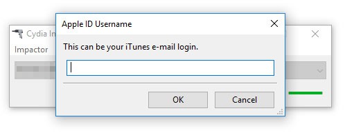Cửa sổ bật lên tên người dùng Apple ID.