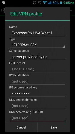 edytuj profil VPN