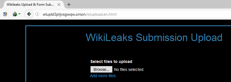 Тор-панель браузера wikileaks