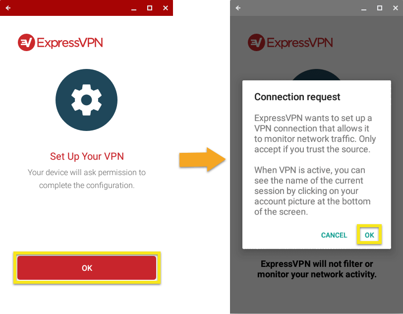 Permit sambungan VPN ke Chromebook.