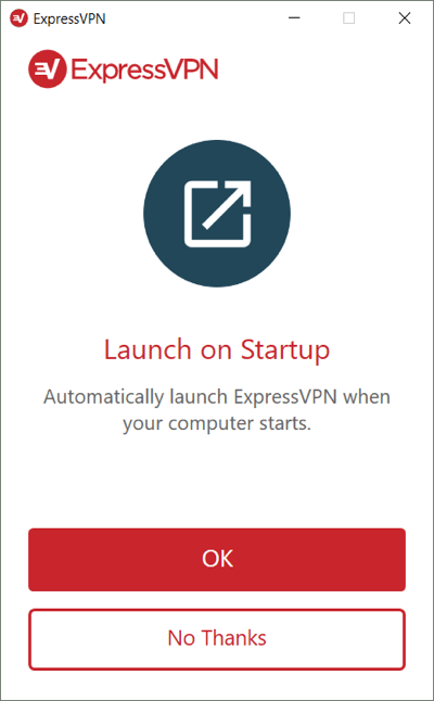 Выберите, следует ли запускать ExpressVPN при запуске Windows.