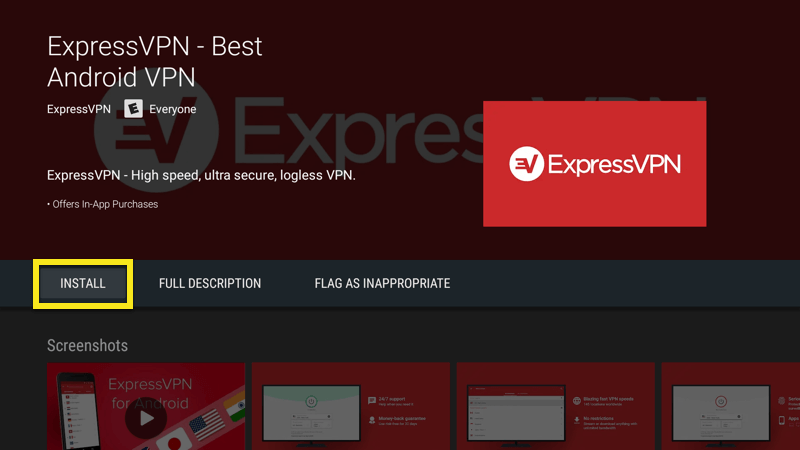 Установите приложение ExpressVPN на Android TV Box.