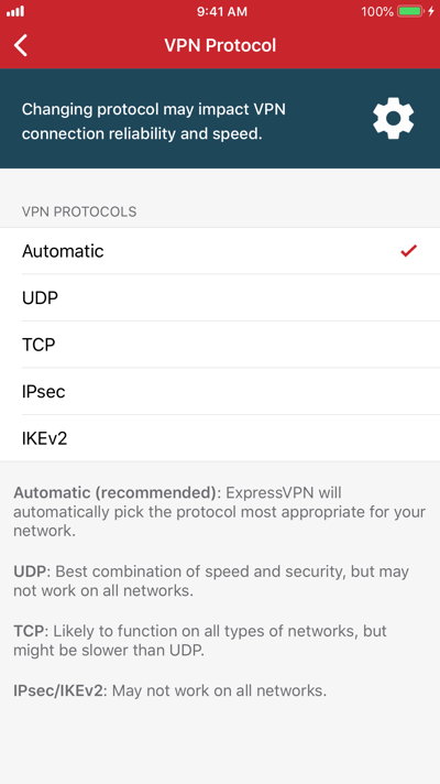 Selectați un protocol VPN la care să vă conectați.