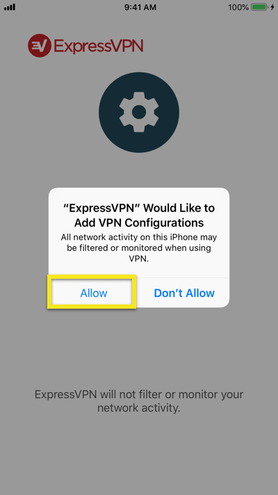 Tambah konfigurasi VPN untuk ExpressVPN pada iOS.