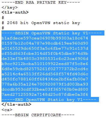Пример ключа TLS Auth