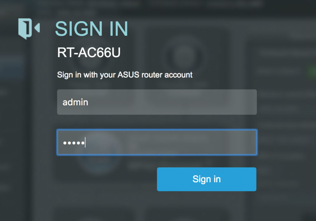 ASUS router inlogscherm