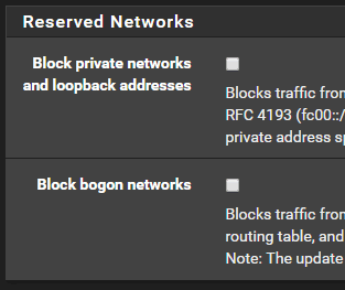 redes reservadas padrão