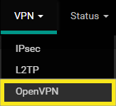 Na parte superior da tela, navegue até VPN e clique em OpenVPN.