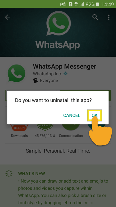 mengesahkan android delete whatsapp