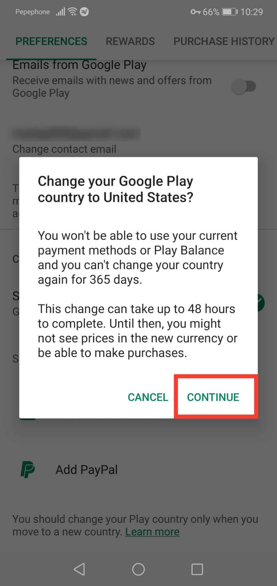 Thay đổi cảnh báo quốc gia Google Play