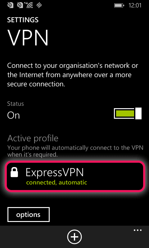 toque no nome do perfil VPN para desconectar