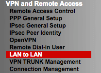 Het DrayOS LAN naar LAN-menu.