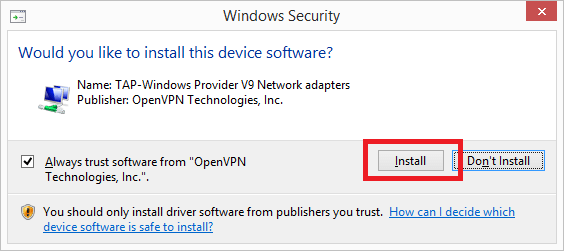 segurança do windows - instale o openvpn gui