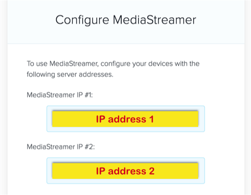 configureer mediastreamer ip