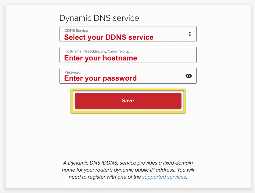 Voer uw DDNS-gegevens in.