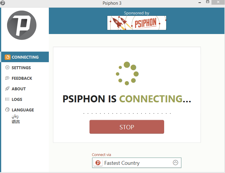 Psiphon cho Windows kết nối