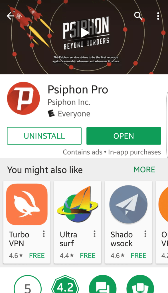 Pag-download ng Psiphon mula sa store store