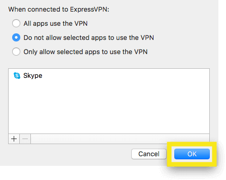 Bevestig apps uitsluiten van VPN