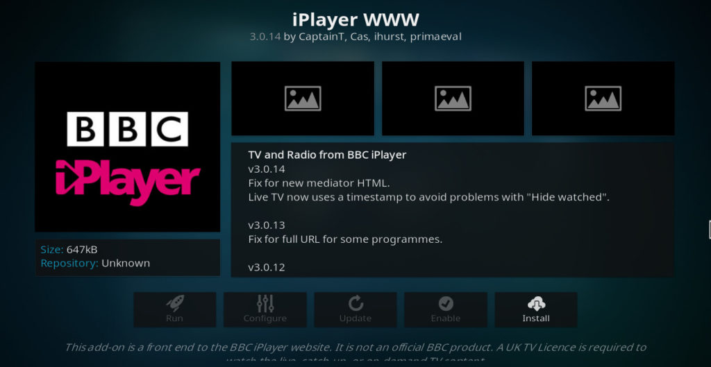 Phần bổ trợ Kodi của BBC iPlayer