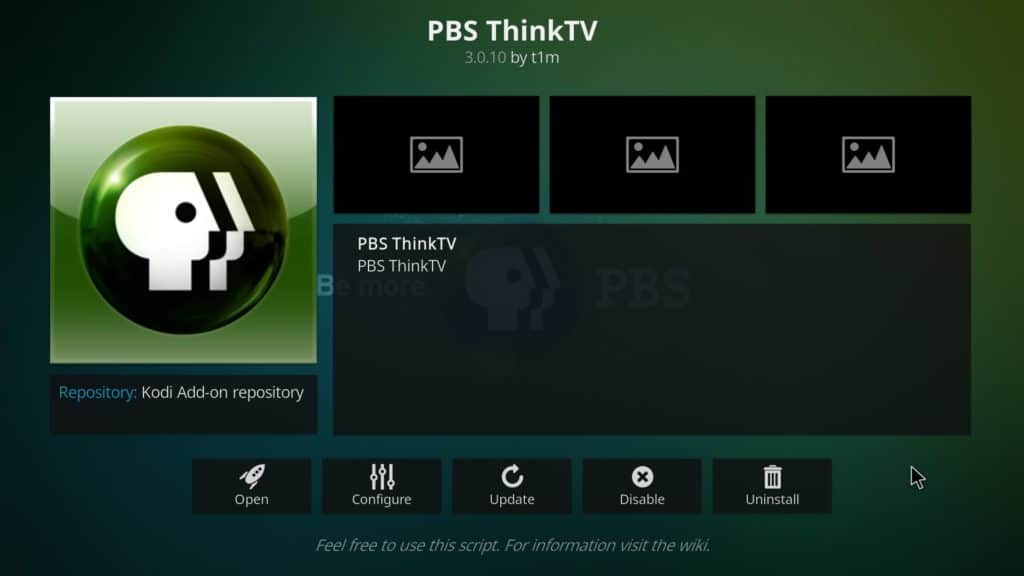 Addon PBS ThinkTV Kodi