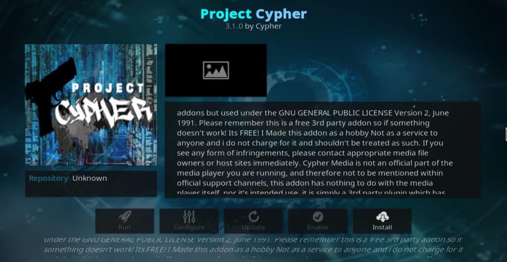 Addon dự án Cypher Kodi