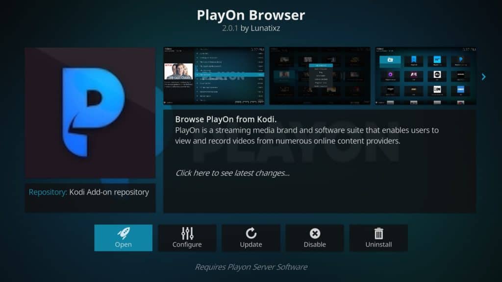 PlayOn браузер Kodi addon