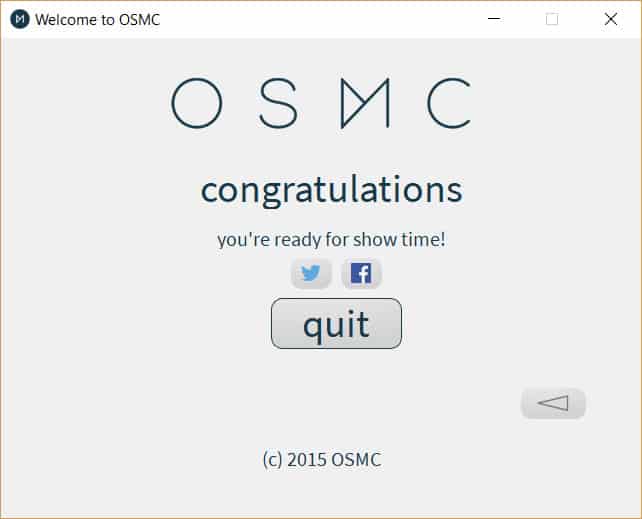 Завершення інсталятора OSMC