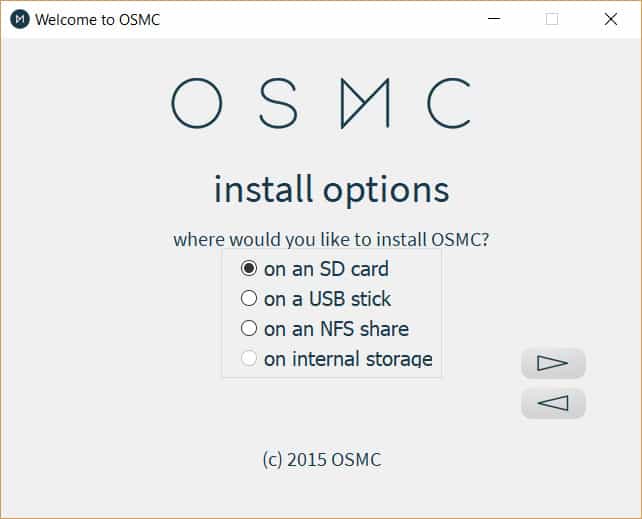 Місце установки інсталятора OSMC