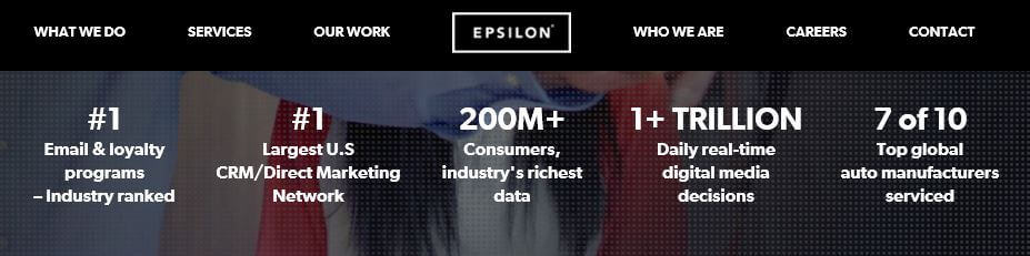 Isang seksyon ng homepage ng Epsilon.